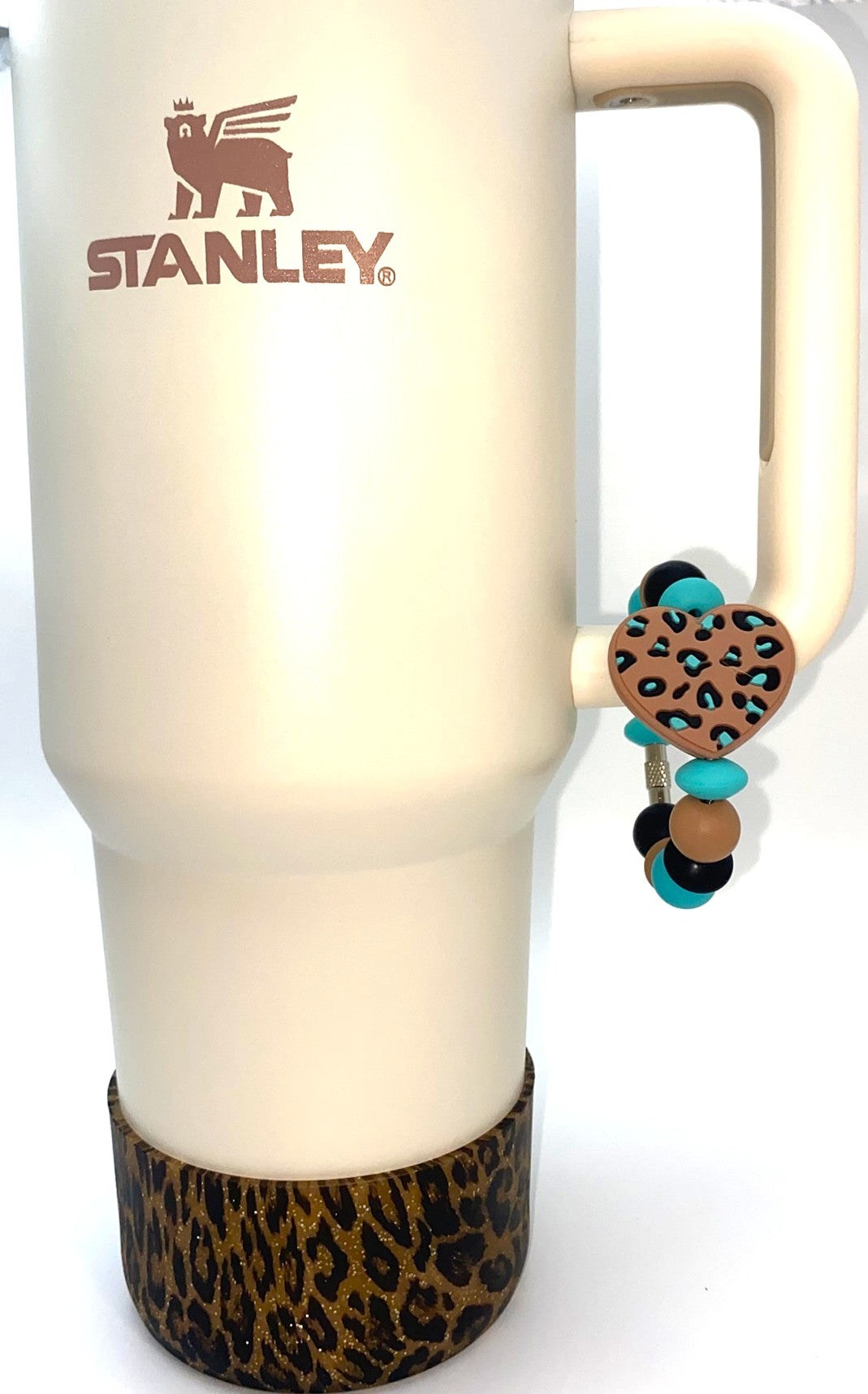 Leopard Print Heart Stanley Tumbler Cup Handle Charm