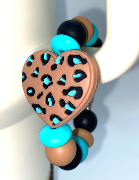 Leopard Print Heart Stanley Tumbler Cup Handle Charm