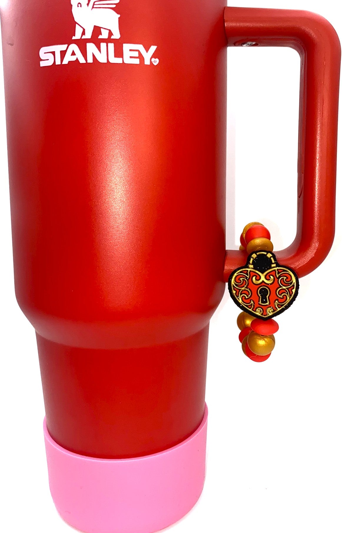 Heart Locket Red & Gold Glitter Valentine Stanley Tumbler Cup Handle Charm
