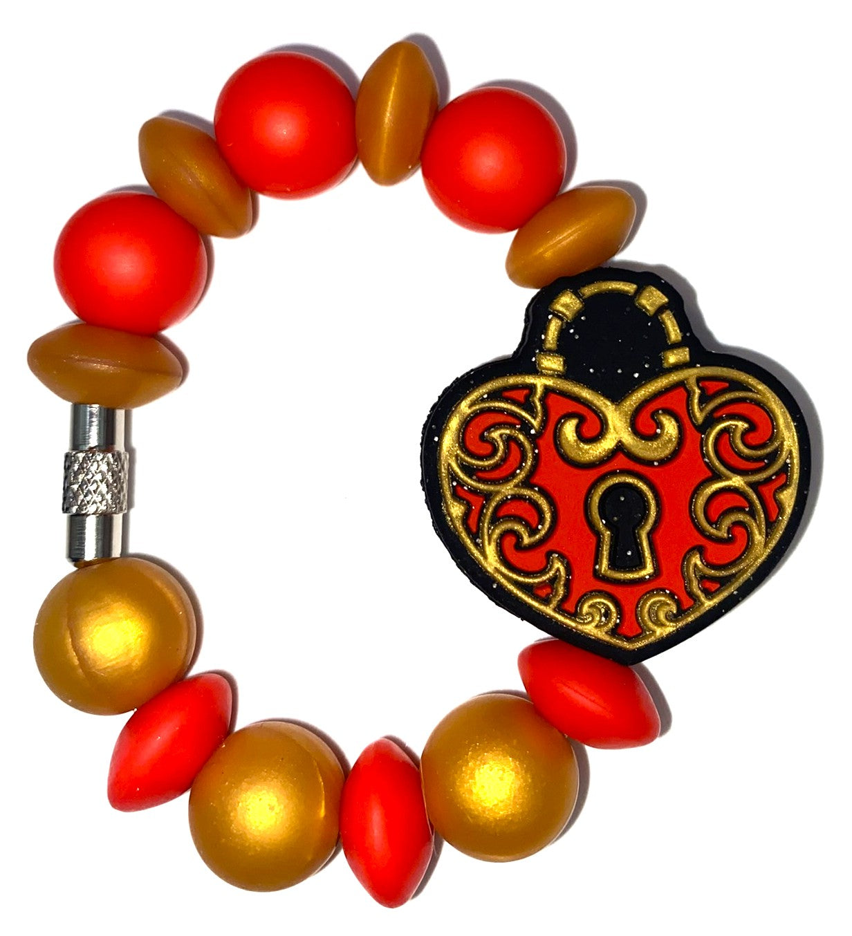 Heart Locket Red & Gold Glitter Valentine Stanley Tumbler Cup Handle Charm