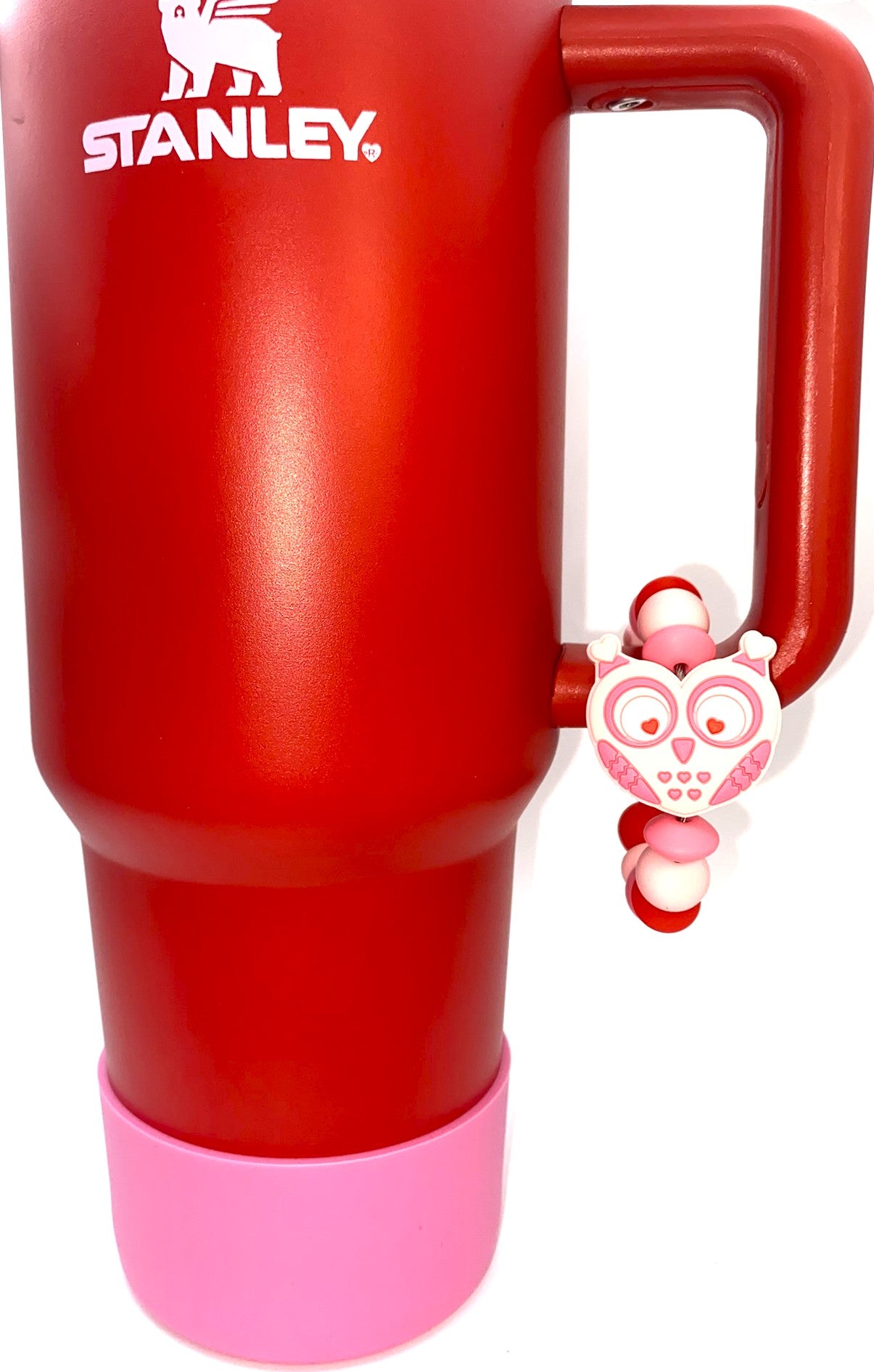 Heart Owl Pink Stanley Tumbler Cup Handle Charm