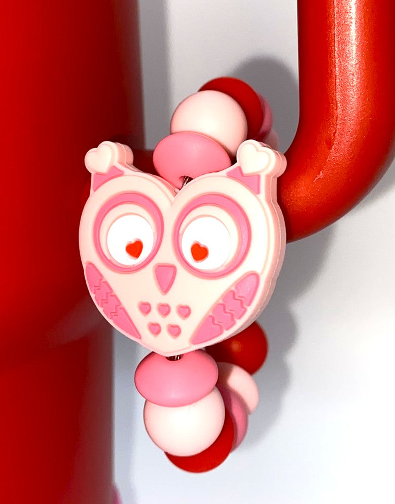 Heart Owl Pink Stanley Tumbler Cup Handle Charm