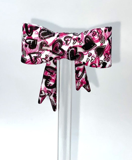 Graffiti Hearts Bow Straw Topper