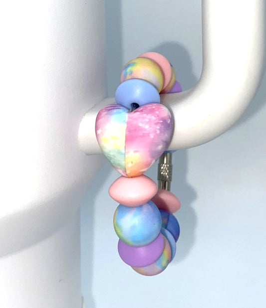 Pastel Colorful Heart Shooting Star Stanley Tumbler Cup Handle Charm
