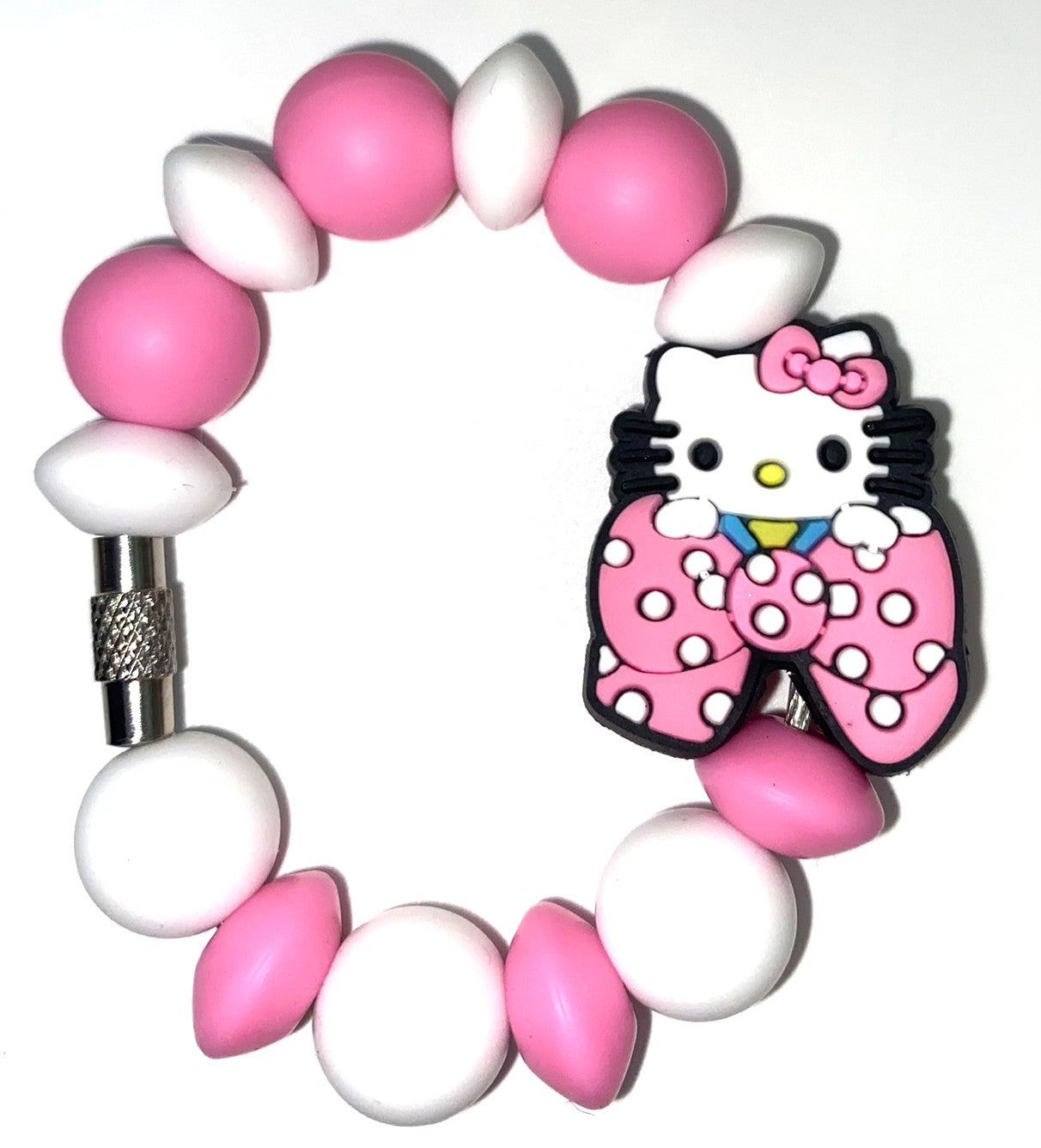 Cute Kitty Pink Polka Dot Bow Stanley Tumbler Cup Handle Charm