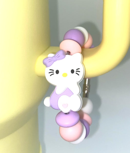 Cute Kitty Purple Stanley Cup Tumbler Handle Charm