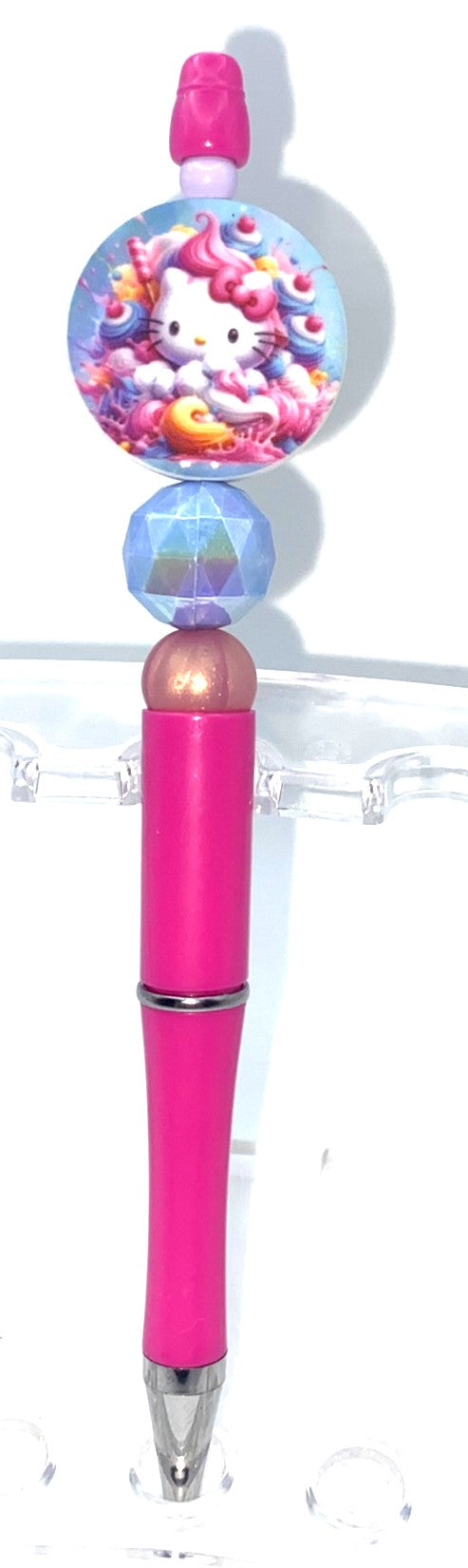 Cute Kitty w/Sweet Treats Printed Round Beaded Pen