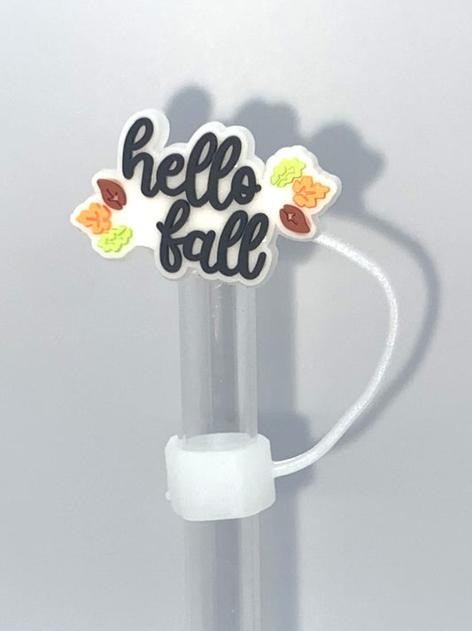 Hello Fall Leaves Straw Topper
