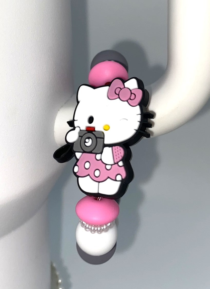 Cute Kitty w/Camera Stanley Cup Tumbler Handle Charm