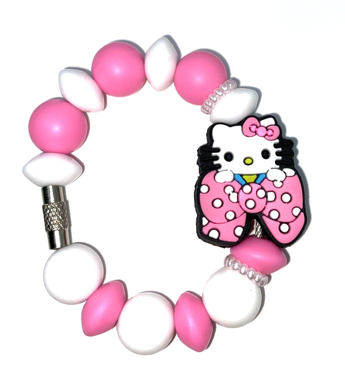 Cute Kitty Pink Polka Dot Bow Stanley Tumbler Cup Handle Charm
