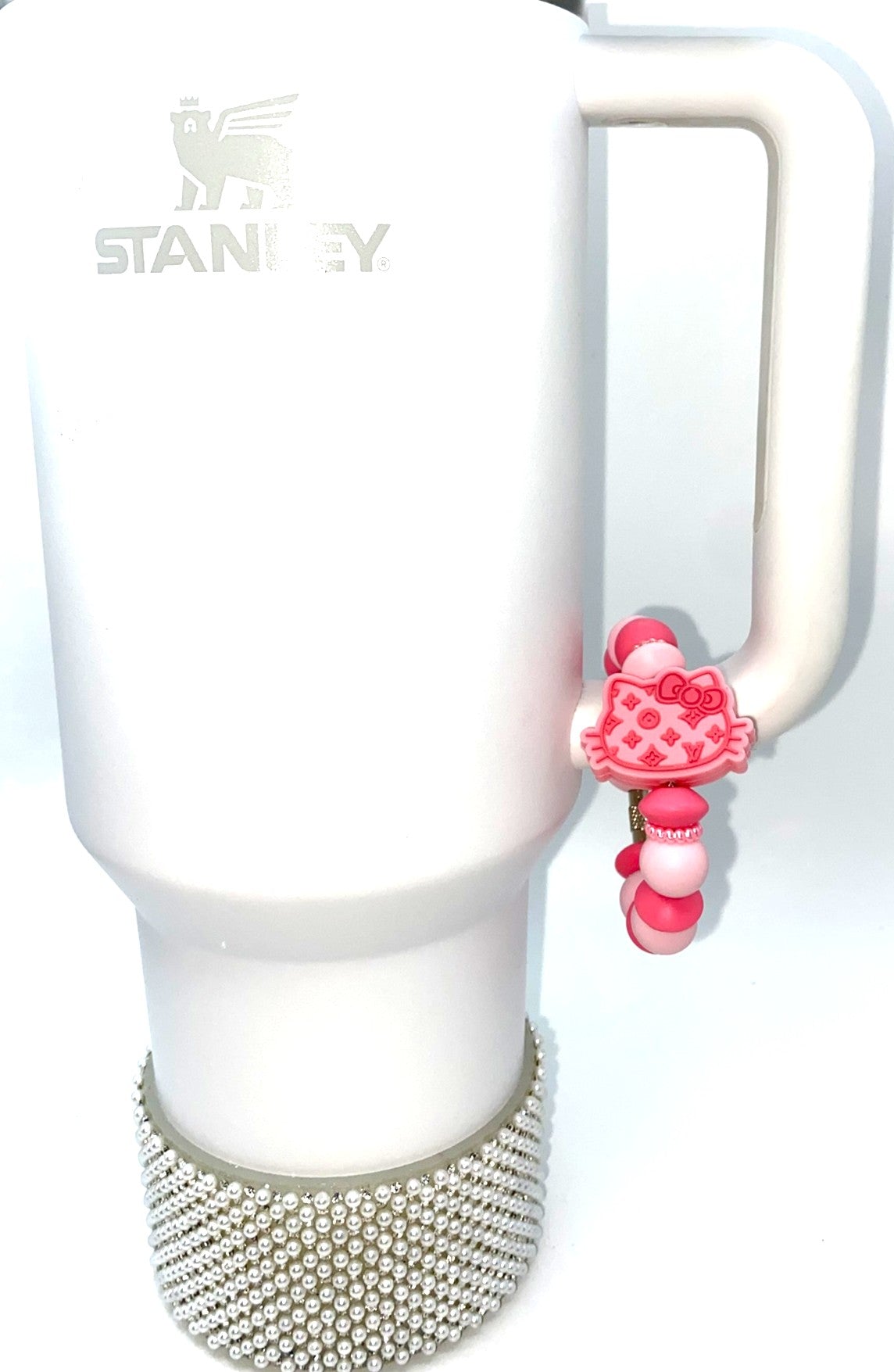 Pink Cute Kitty Head Designer LV Stanley Tumbler Cup Handle Charm