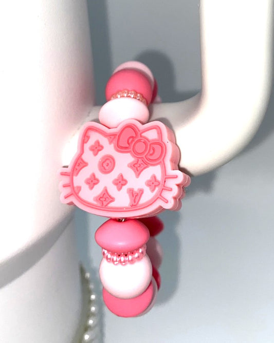 Pink Cute Kitty Head Designer LV Stanley Tumbler Cup Handle Charm
