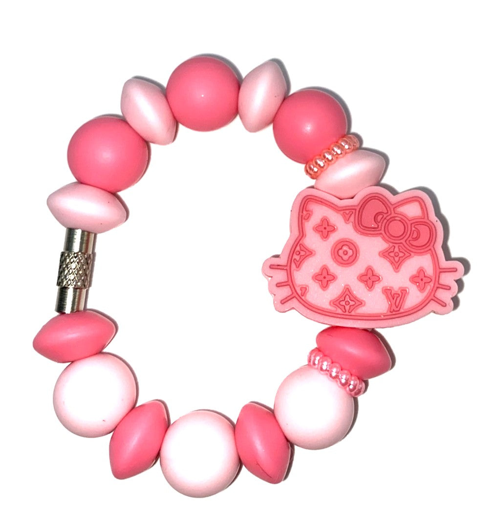 Pink Cute Kitty Head Designer LV Stanley Tumbler Cup Handle Charm