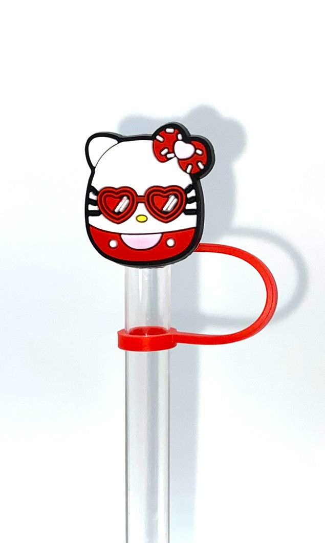Cute Kitty Squish w/Sunglasses Straw Topper