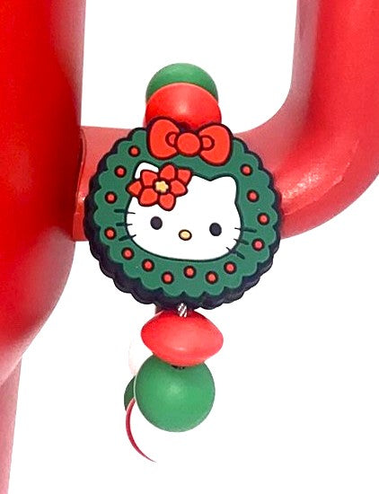 Cute Kitty Wreath Christmas Stanley Tumbler Cup Handle Charm