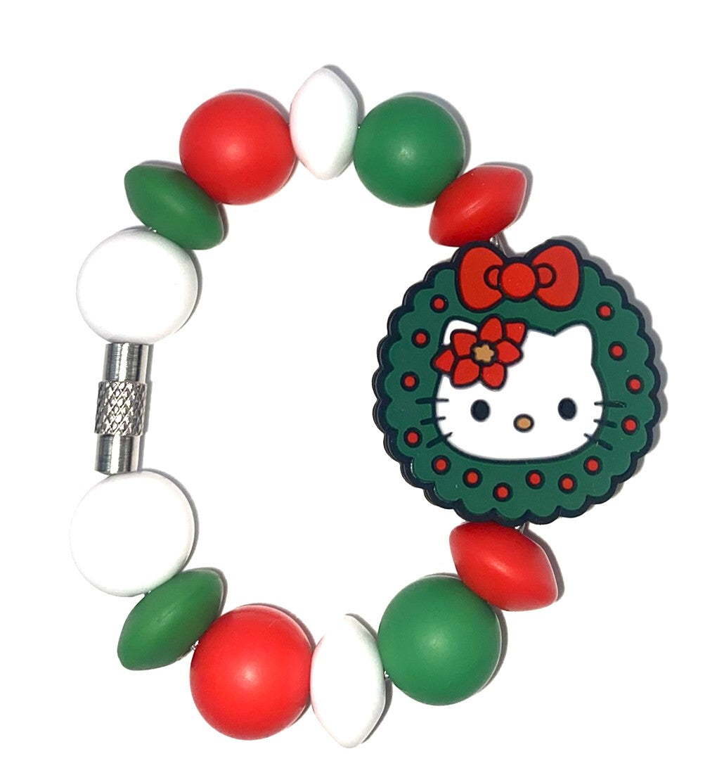 Cute Kitty Wreath Christmas Stanley Tumbler Cup Handle Charm