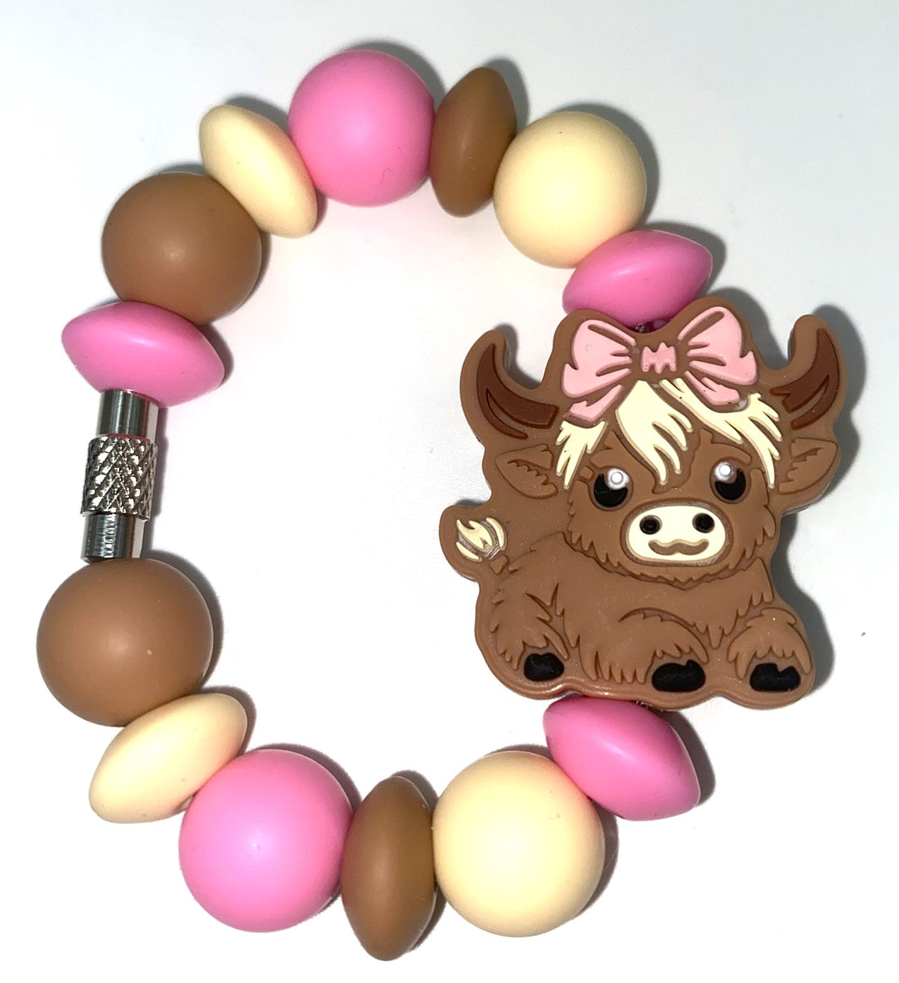 Highland Cow Girl w/Pink Bow Stanley Tumbler Cup Handle Charm