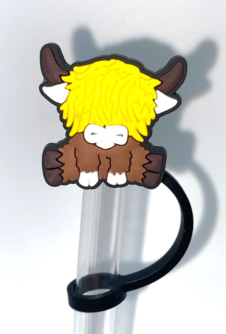 Highland Cow Yellow & Brown Straw Topper