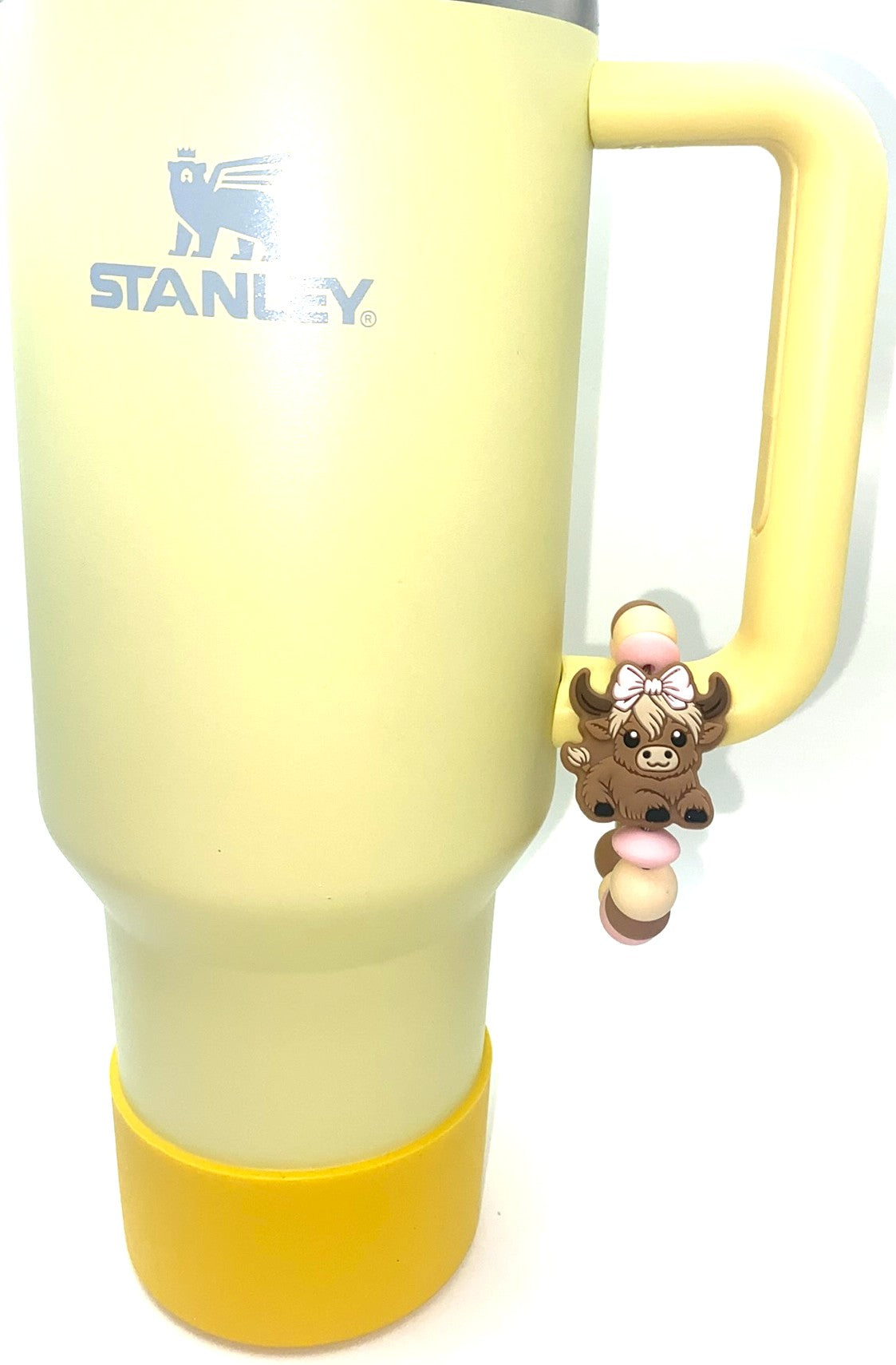 Highland Cow Girl w/Pink Bow Stanley Tumbler Cup Handle Charm
