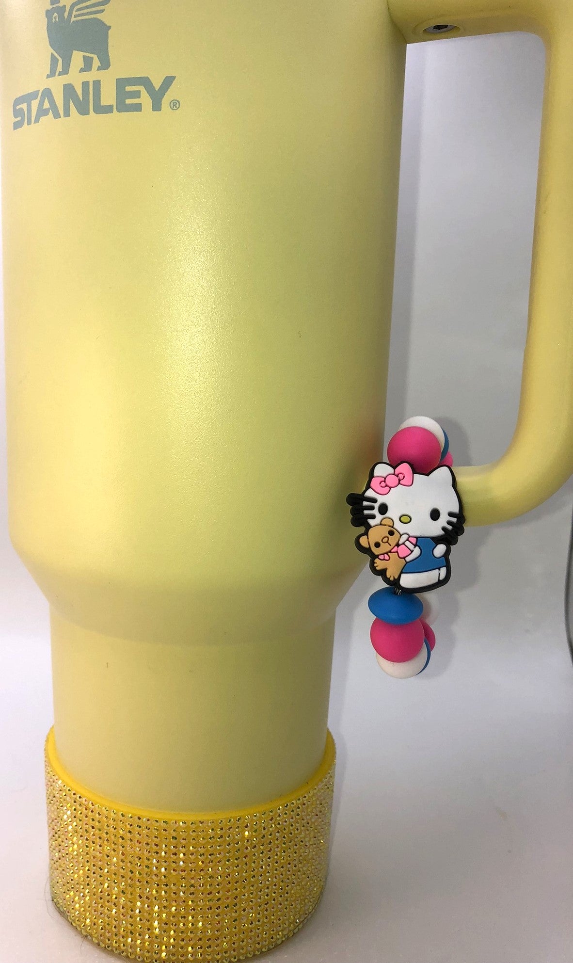 Cute Kitty w/ Stuffed Bear Stanley Tumbler Cup Handle Charm