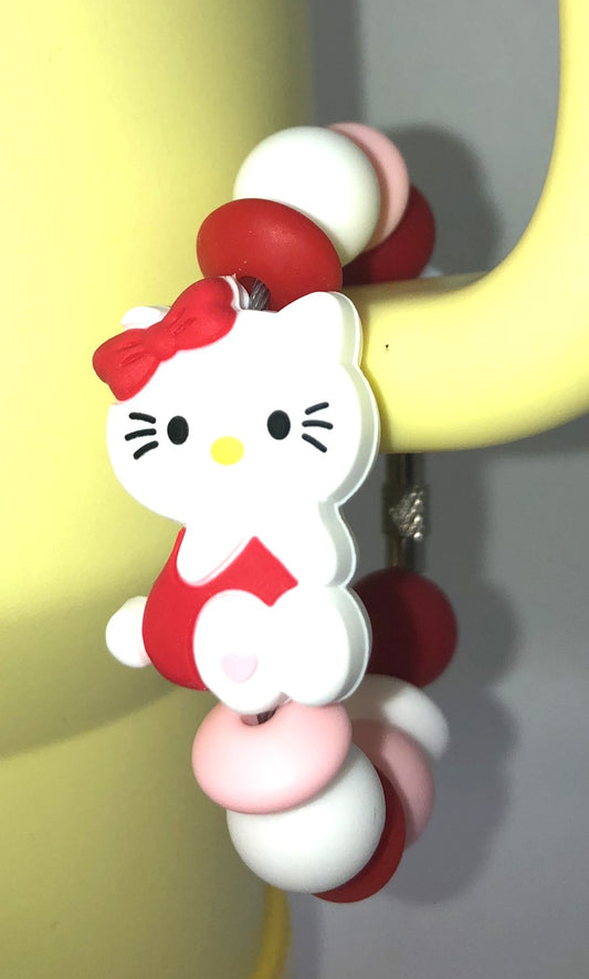 Cute Kitty Red Stanley Cup Tumbler Handle Charm