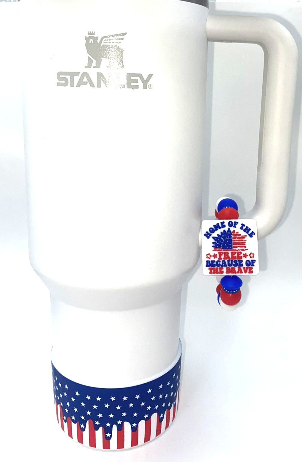 Home of the Free Because of the Brave Stanley Tumbler Cup Handle Charm