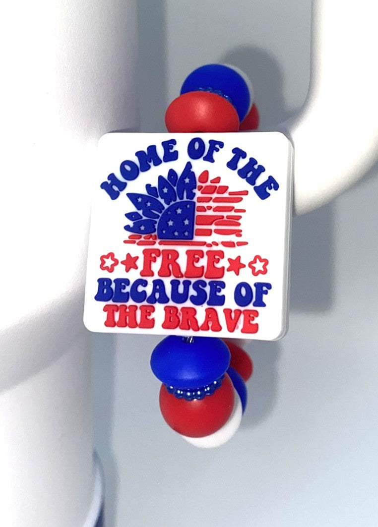 Home of the Free Because of the Brave Stanley Tumbler Cup Handle Charm