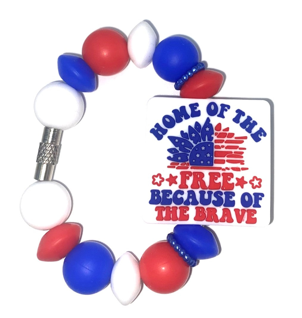 Home of the Free Because of the Brave Stanley Tumbler Cup Handle Charm