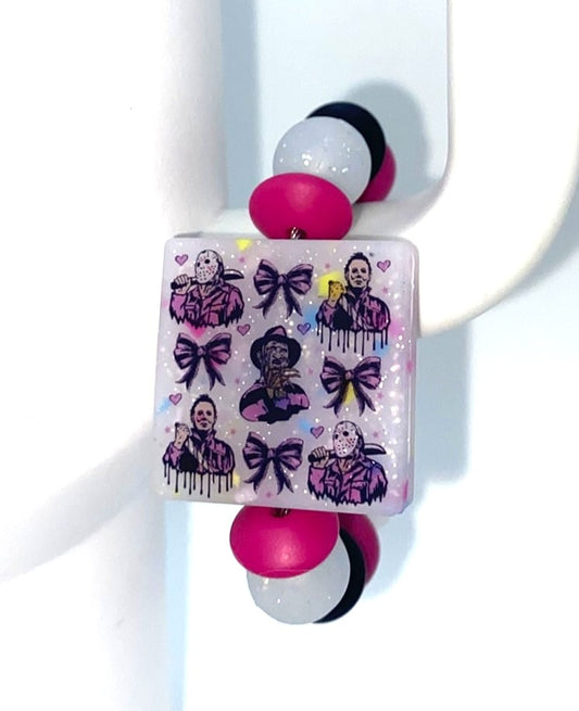 Horror Boys & Coquette Bows Confetti Glitter Printed Stanley Tumbler Cup Handle Charm