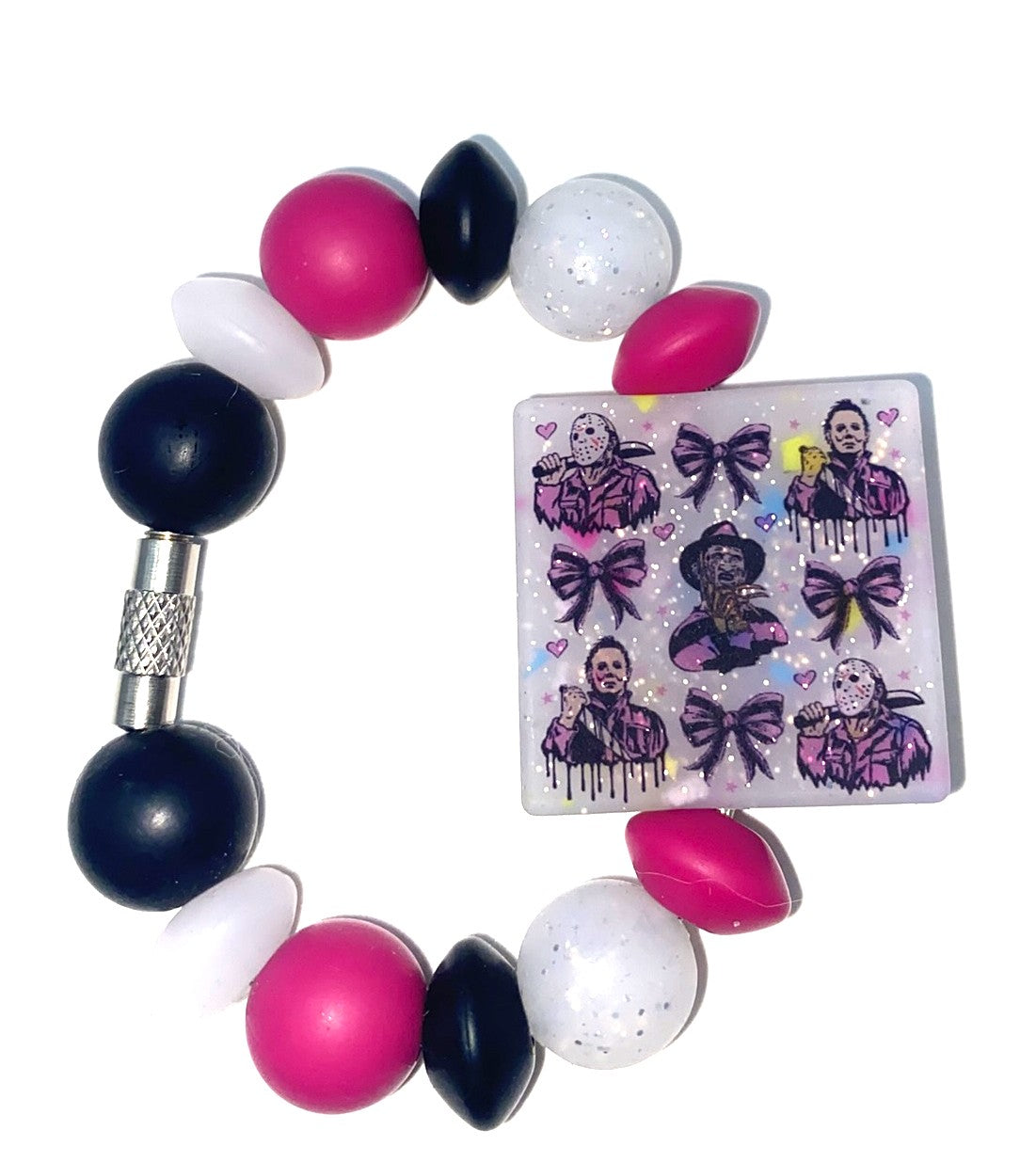 Horror Boys & Coquette Bows Confetti Glitter Printed Stanley Tumbler Cup Handle Charm