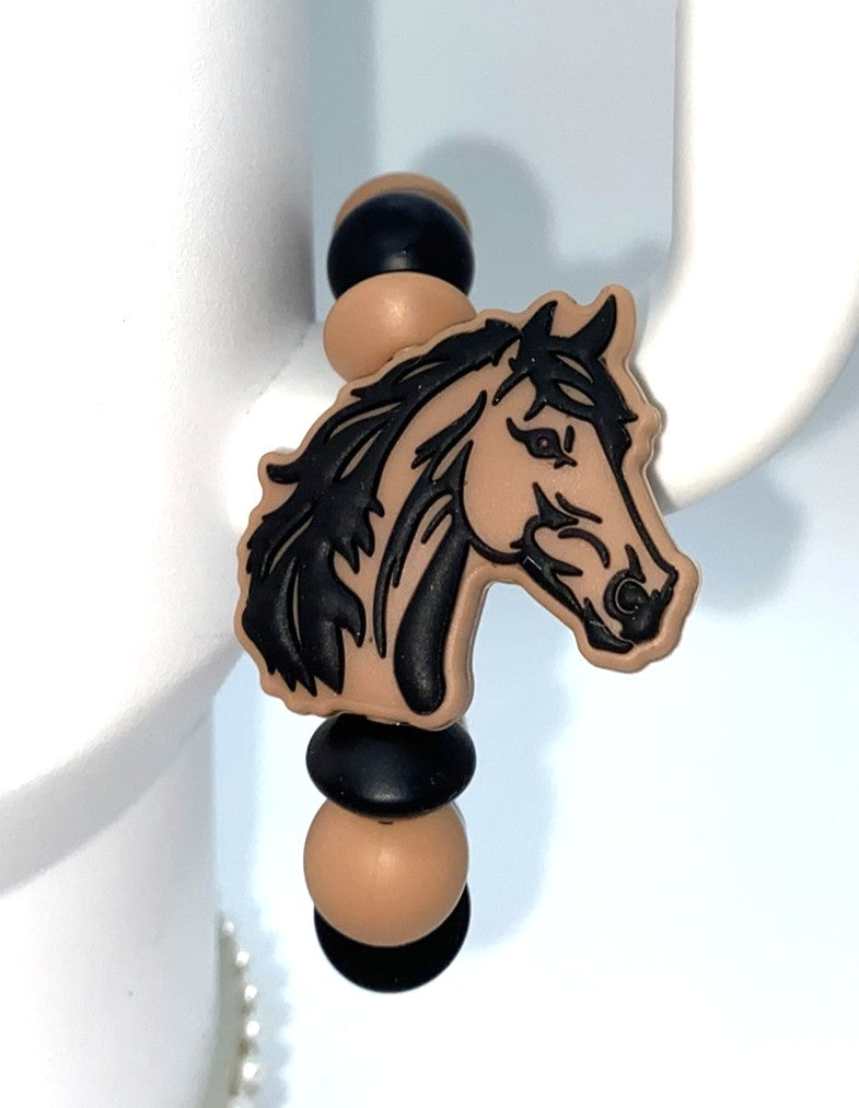 Horse Head Brown and Black Stanley Tumbler Cup handle Charm