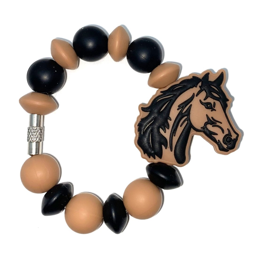 Horse Head Brown and Black Stanley Tumbler Cup handle Charm