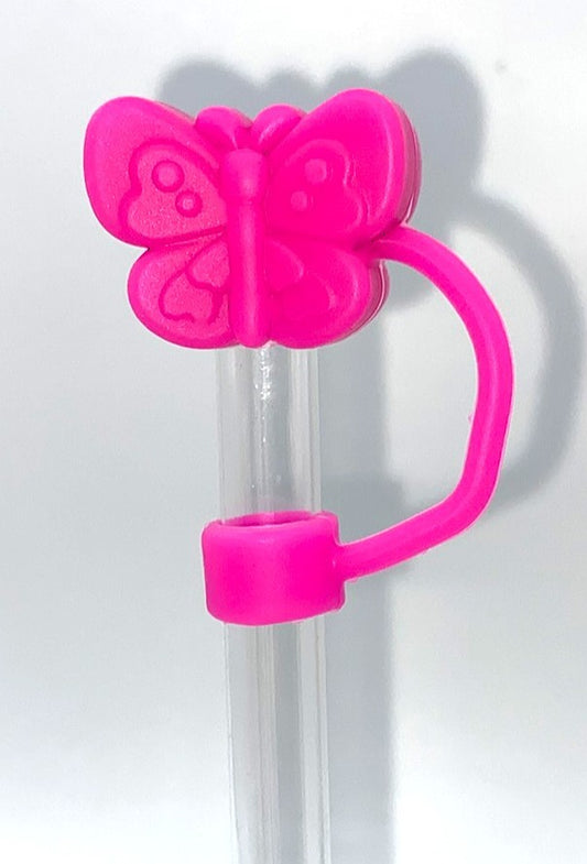 Hot Pink Butterfly 3D Straw Topper