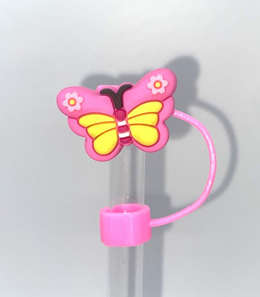 Hot Pink Butterfly Straw Topper