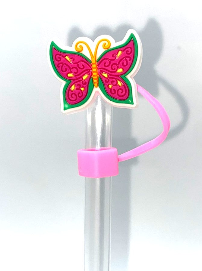 Hot Pink, Green, Yellow, & Orange Butterfly Straw Topper