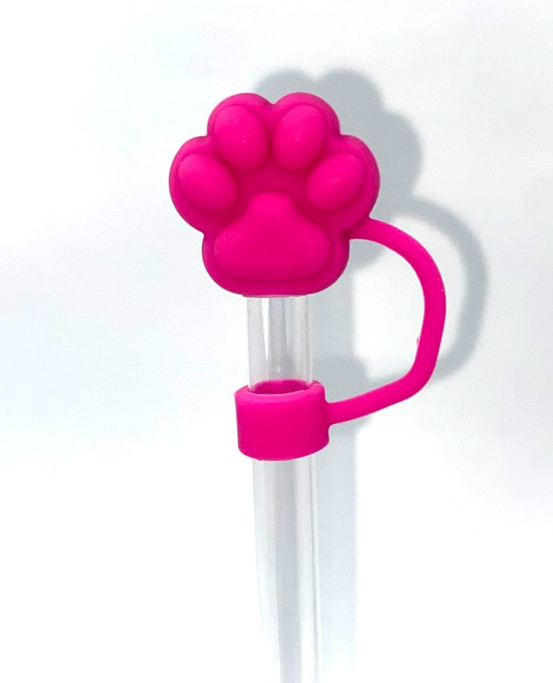 Hot Pink Paw 3D Straw Topper