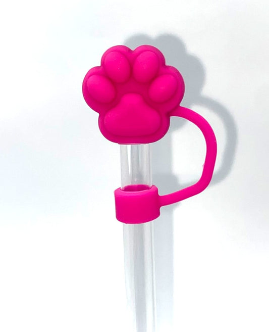 Hot Pink Paw 3D Straw Topper