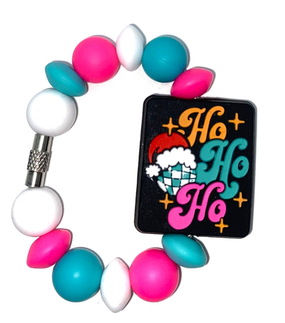 Ho Ho Ho Santa Disco Ball Christmas Stanley Tumbler Cup Handle Charm