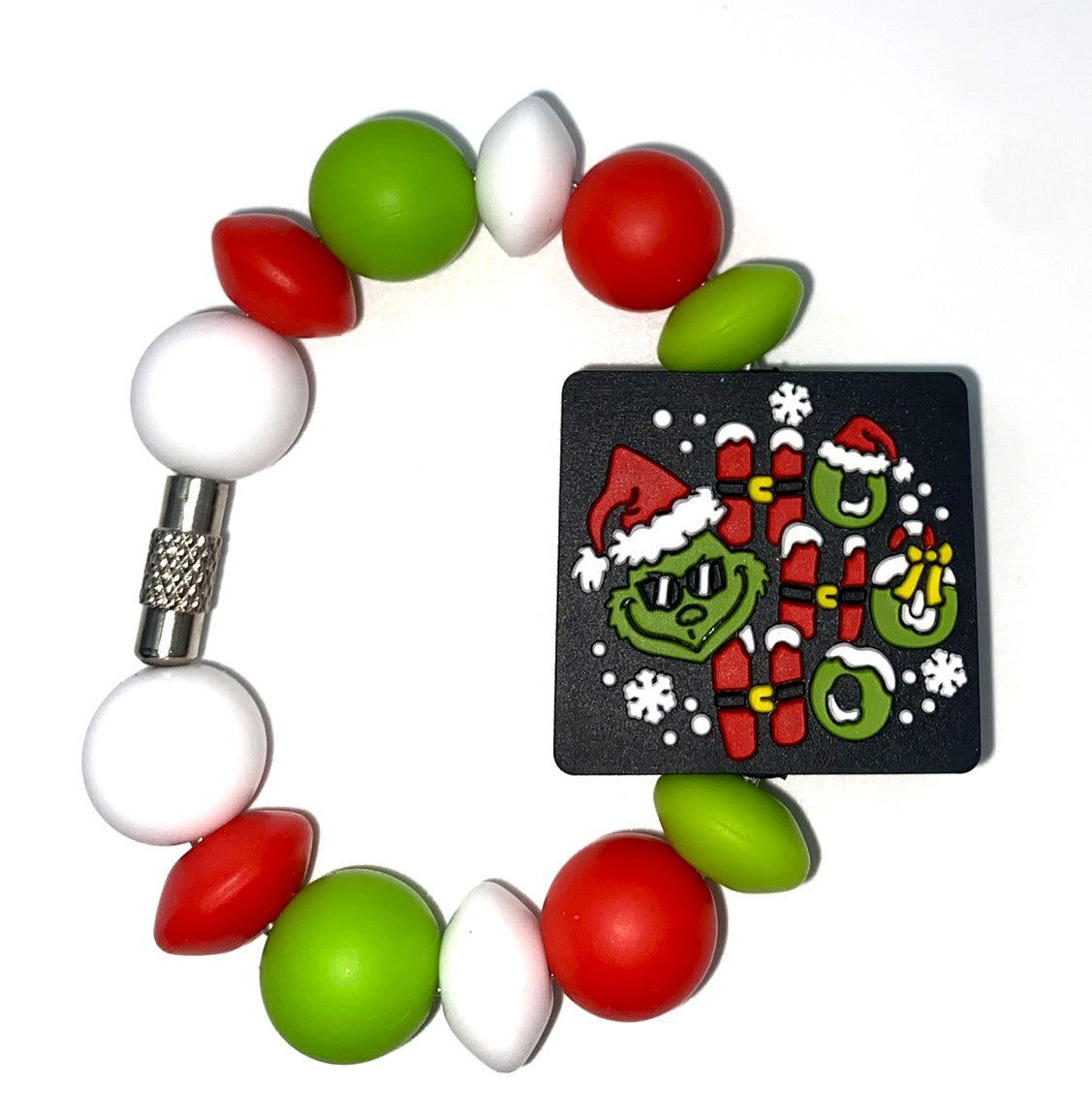 Mean Green Guy HO HO HO Santa Christmas Stanley Tumbler Cup Handle Charm