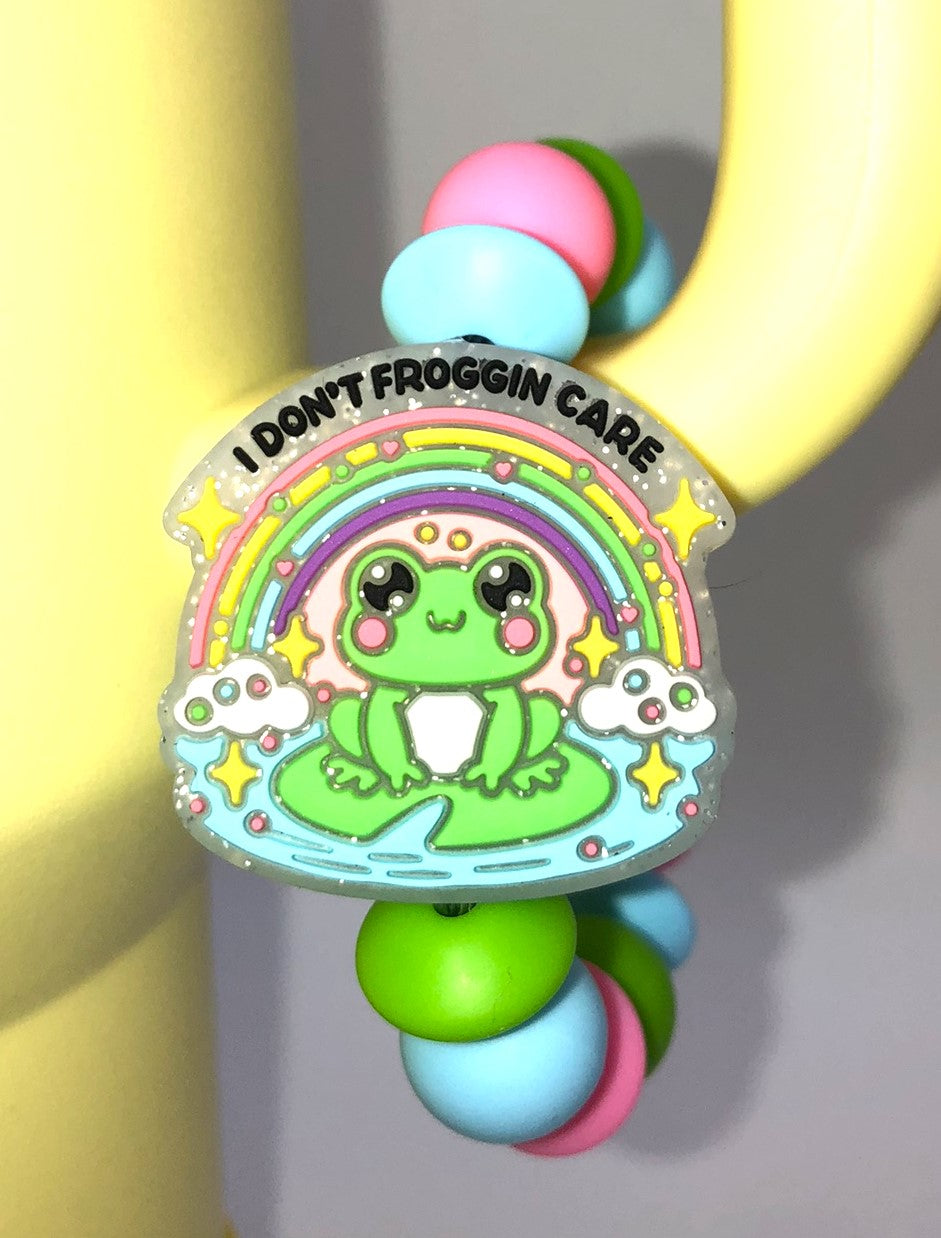 I Don't Froggin Care Frog Stanley Tumbler Cup Handle Charm