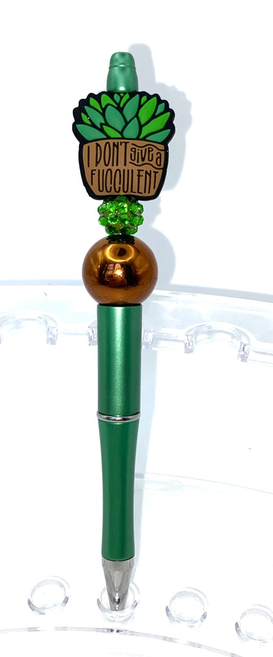 I Don't Give A Fucculent Beaded Pen