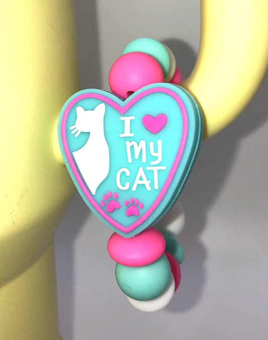 I Love My Cat Heart Stanley Tumbler Cup Handle Charm