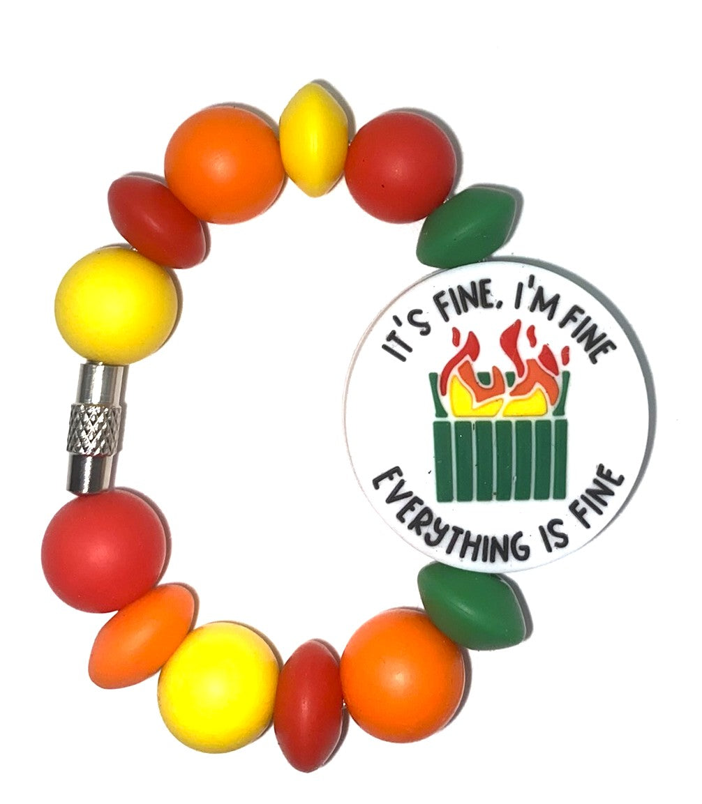 It's Fine I'm Fine Everything Is Fine Dumpster Fire Funny Stanley Tumbler Cup Handle Charm