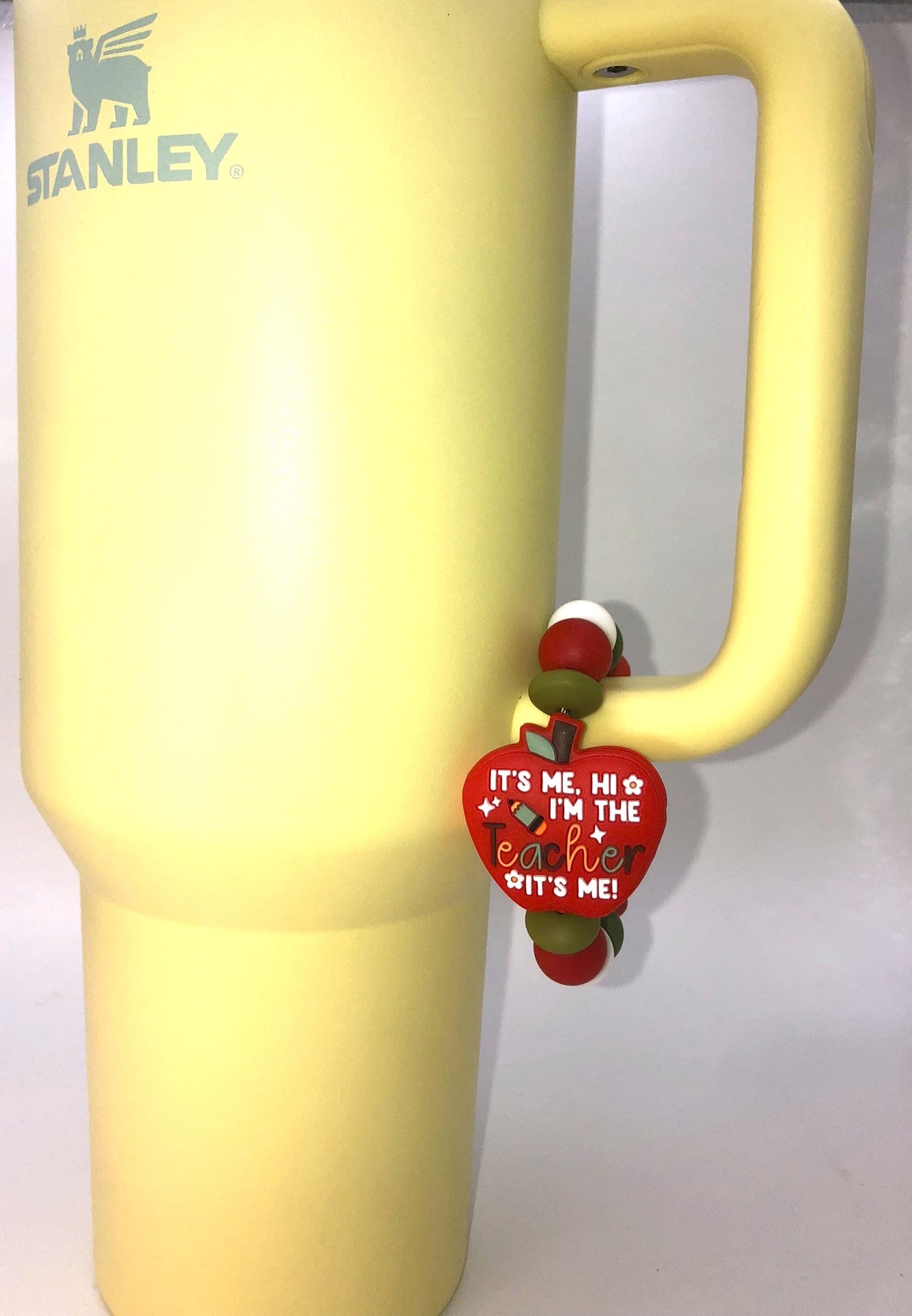 It's Me Hi I'm The Teacher It's Me Apple Stanley Tumbler Cup Handle Charm