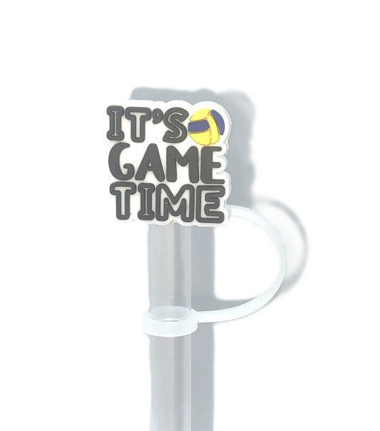 Volleyball It's Game Time Straw Topper