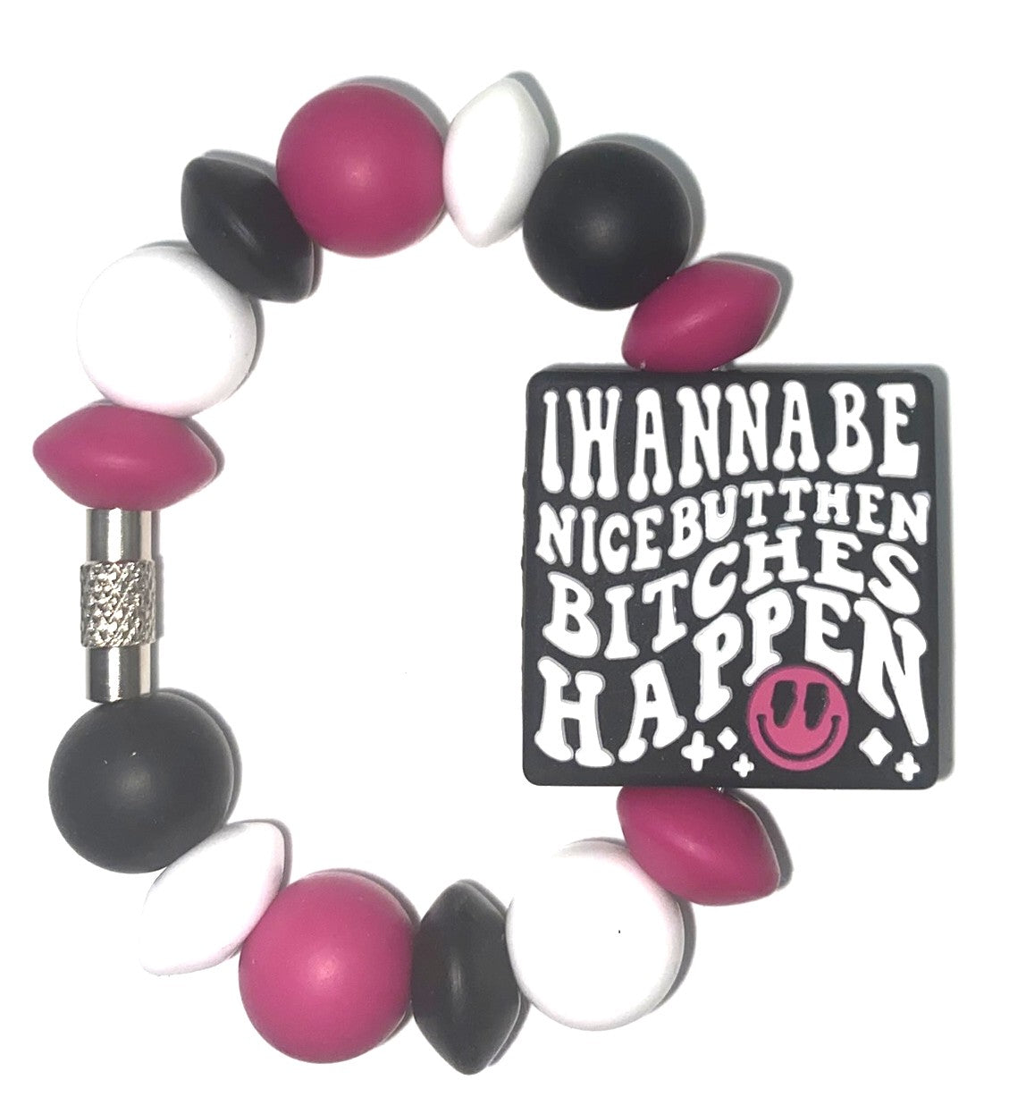 I Wanna Be Nice But Then Bitches Happen Funny Stanley Tumbler Cup Handle Charm