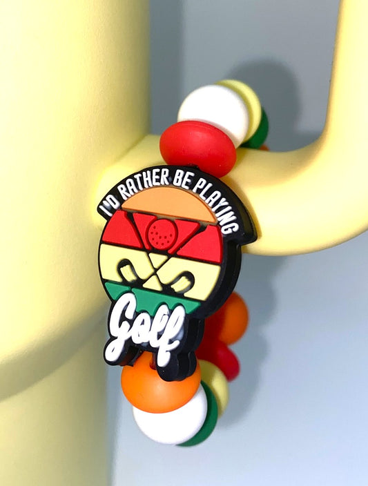 I'd Rather Be Playing Golf Stanley Tumbler Cup Handle Charm