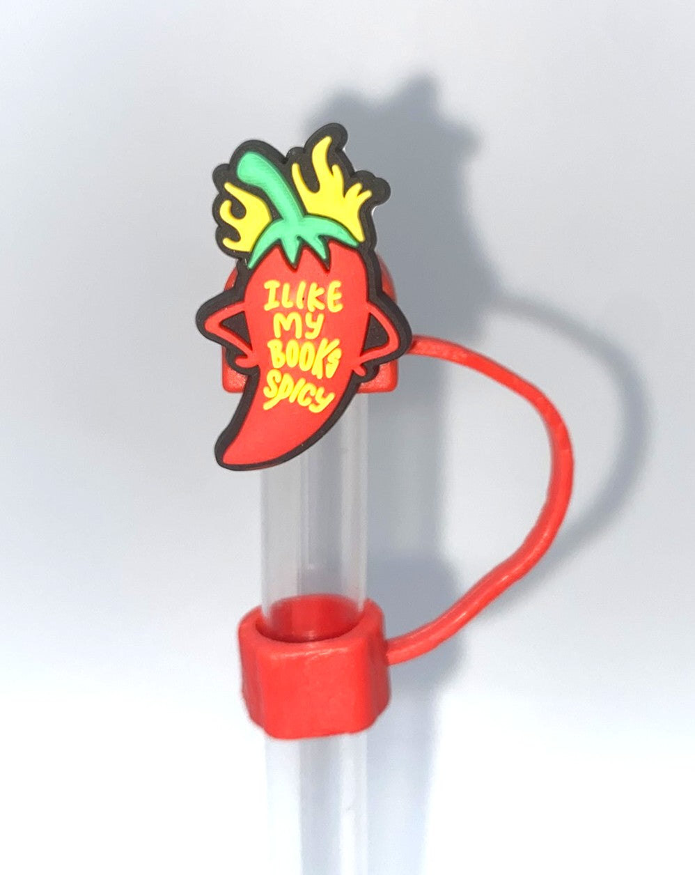 I Like My Books Spicy Pepper Bookish Bookmark Straw Topper