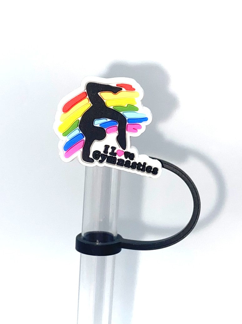 I Love Gymnastics Rainbow Straw Topper