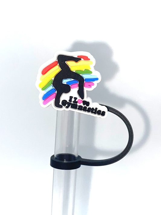 I Love Gymnastics Rainbow Straw Topper